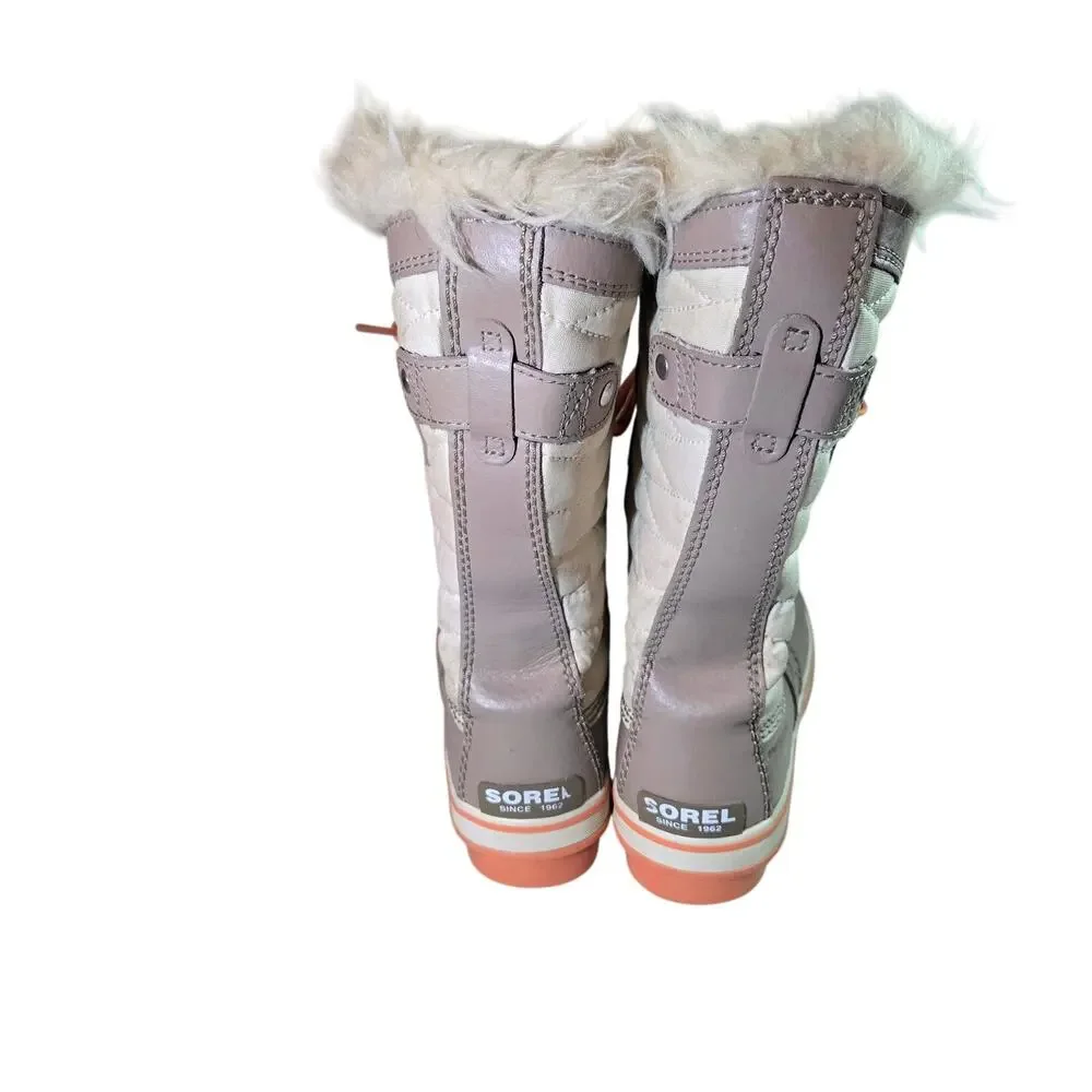 Sorel Tofino II Waterproof‎ Faux Fur Winter Snowboots in Cream Tan Youth Size 4